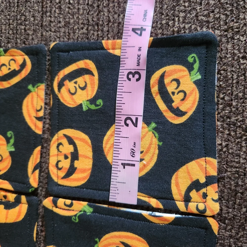 Halloween Coasters Set Of 4 Pumpkins Black Orange New
